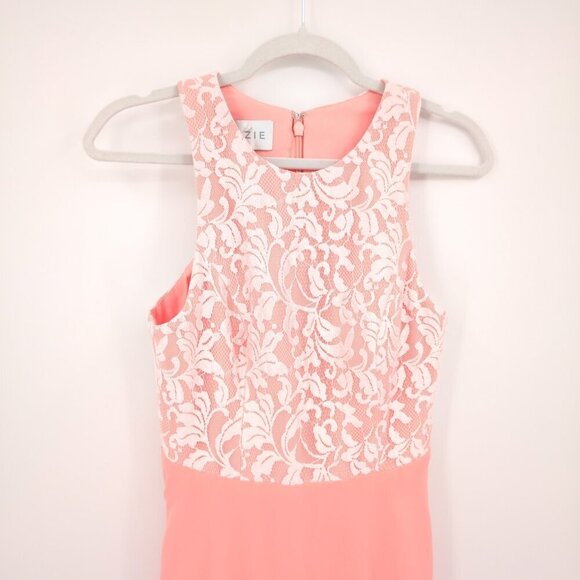Azazie Kate Maxi Dress Agave Peach Pink Lace Chiffon Bridesmaid Prom Dance A6 - Picture 5 of 14
